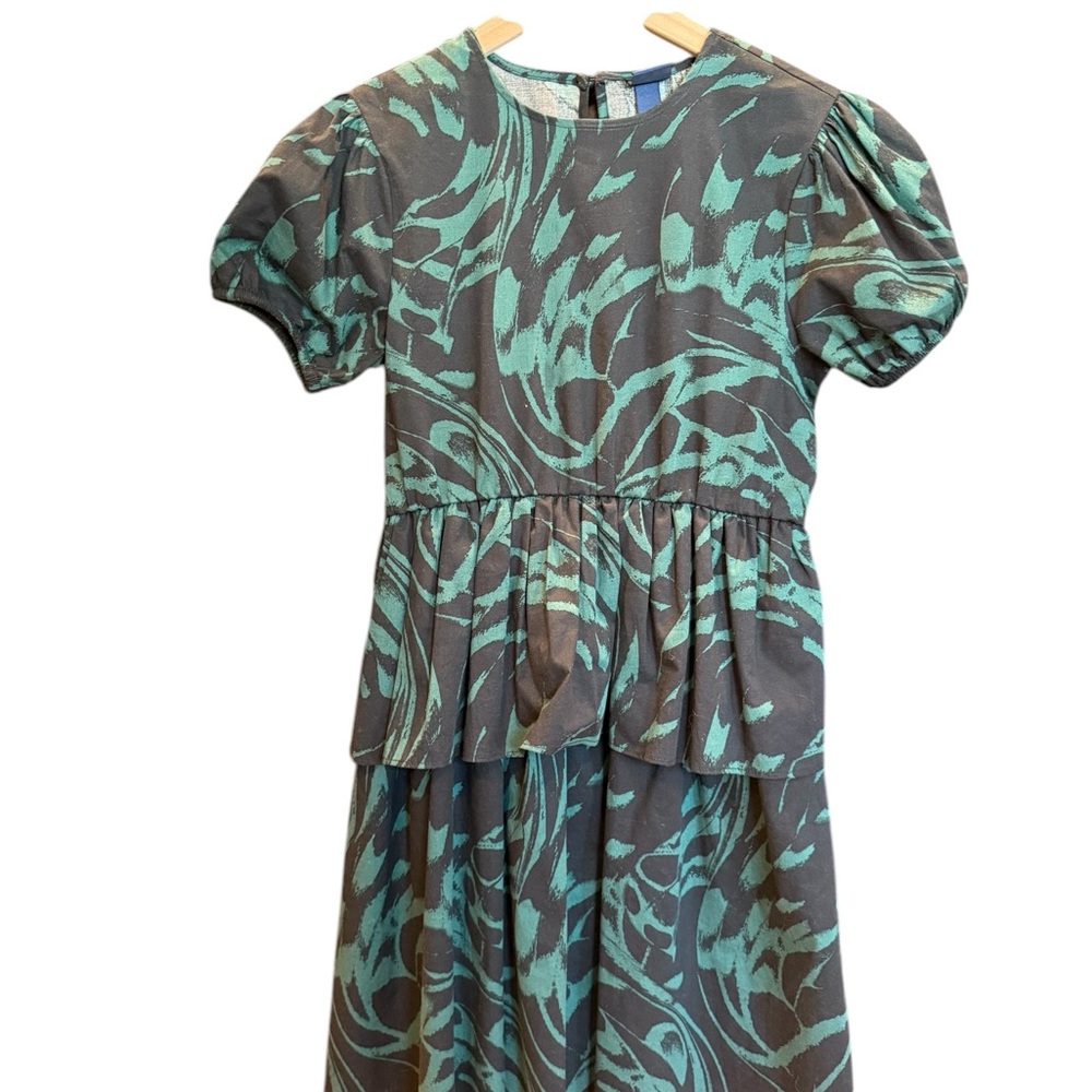 Scoop NYC Girls Dress Size L (10-12) Stylish Green and Gray Patterned Dress